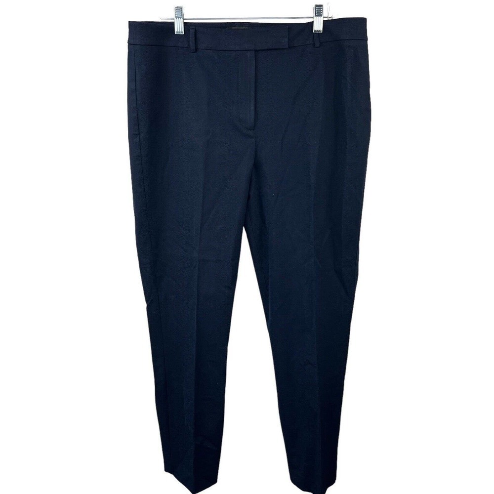 Talbots Women's Navy Blue High Waist Straight Pants Size 14 Flat Front Chino